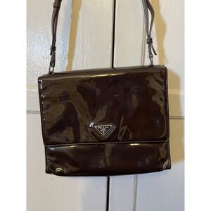 Prada Crossbody Bag Patent Leather Brown